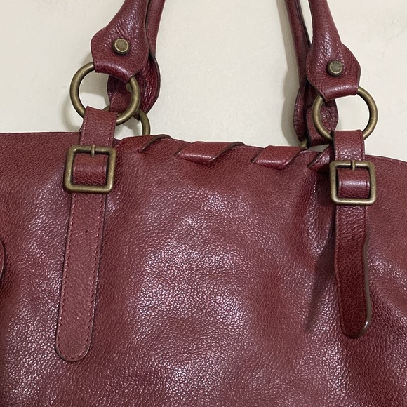 Plinio Visona Elegant Burgundy Leather Tote Bag women Large boho Y2K avant-garde - Picture 9 of 15